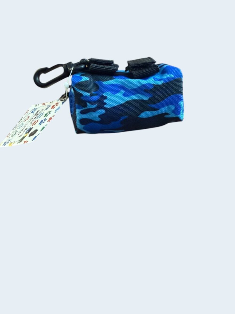 Dog Waste Bag Dispenser Pouch Blue Camo w/ Carabiner Clip 30 Bags Included NWT